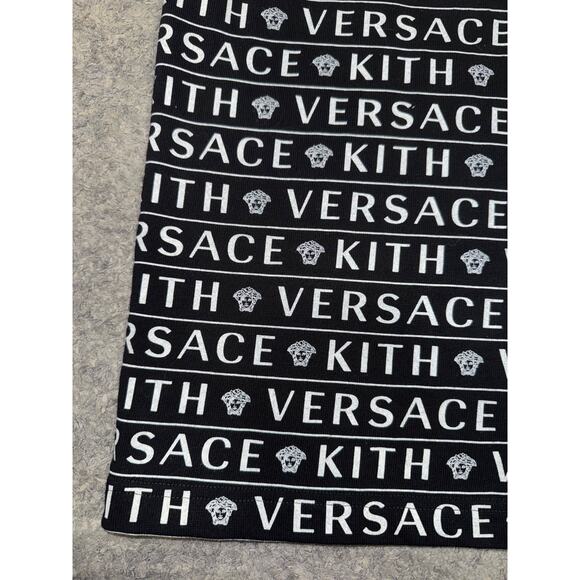 KITH x Versace Black White Monogram Logo Cotton Short Sleeve T-Shirt Medium M - Picture 5 of 10